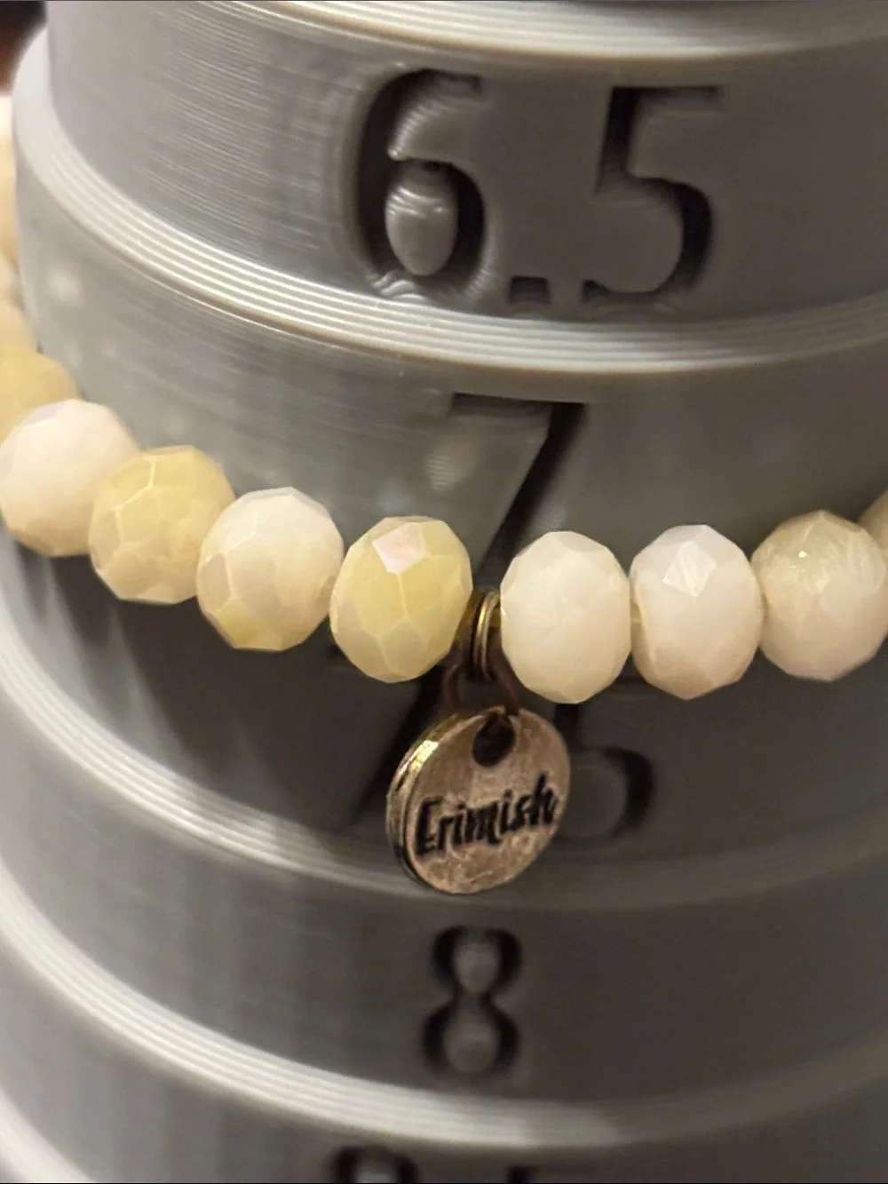 Faceted Bracelet Erimish Mint, White & Silver‎ Beaded Read
